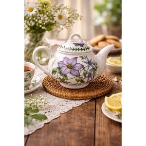 Vtg Portmeirion Botanic Garden Teapot Clematis Virgins Bower Made in Britain